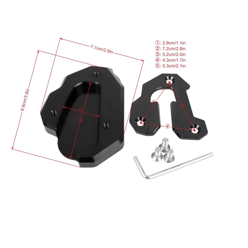 Worldmotop Motorcycle Kickstand Pad Foot Support Enlarger Extension Side Stand