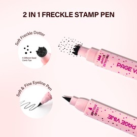 Freckle Pen, 2-in-1 Freckle stamp & Eyeline pen, Waterproof Quick Dry Long Lasting Soft Faux Freckles, Lifelike Magic Stamp Marker For Sunkissed Makeup