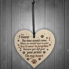 RED OCEAN Pet Memorial Dog Cat Tribute Plaque Wooden Heart Grave Christmas Memorial Bauble Paw Prints On Heart Gift