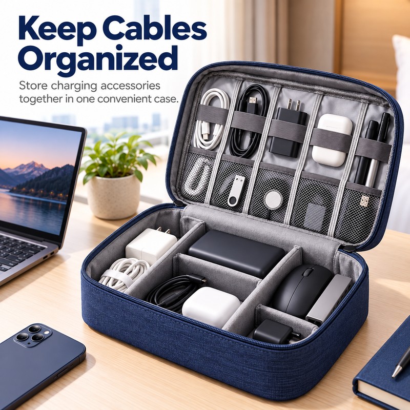 Travel Cable Organizer Case for Electronics – Waterproof Nylon Storage
