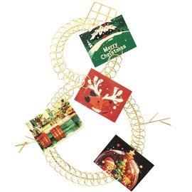 Fullhawl Christmas Card Holder Spiral Metal Wreath Xmas Wall Hanging Photo Card Holder Wire Loop Greeting Card Holder Display Picture Card Insert Wall Decor (Snowman Style)