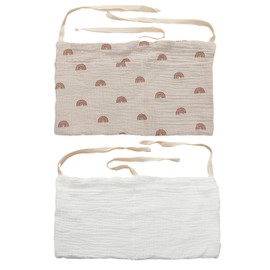 2 Baby Bed Hanging Bags, Pram Hanging Bags, Hanging Toy Bags, Adjustable Storage Bags (White + Grey)