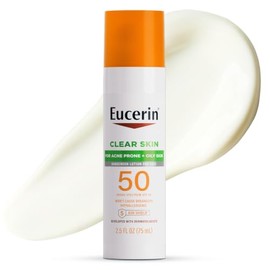 Eucerin Sun Clear Skin Face Sunscreen Lotion SPF 50 for Acne Prone and Oily Skin, Lightweight Sunscreen with Oil-Absorbing Minerals, Won't Cause Break