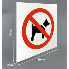 Forbidden Sign for Dogs Pack of 2 19 x 19 cm Regulations, No Passage of Dogs Allowed (Dogs Prohibited)