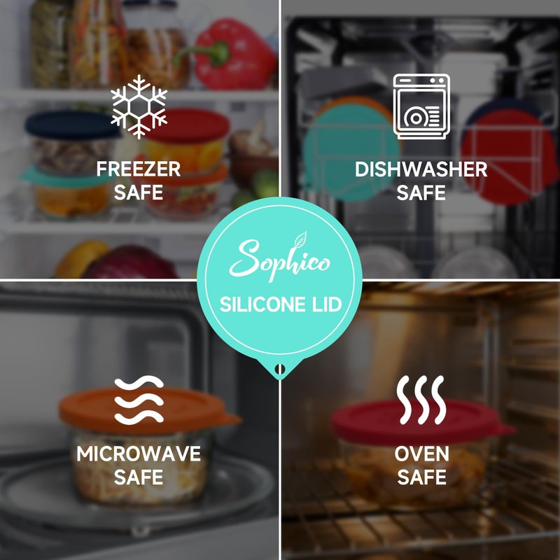 Sophico 4 Cup Round Silicone Storage Cover Lids Replacement for