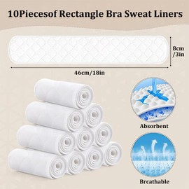 LandReCol Pack of 10 Bra Inserts Sweat Cotton Underbust Band Women's Rectangular - Underbust Sweat Protection 18 x 3 Inches, 3-Layer Washable for Sports & Everyday Use