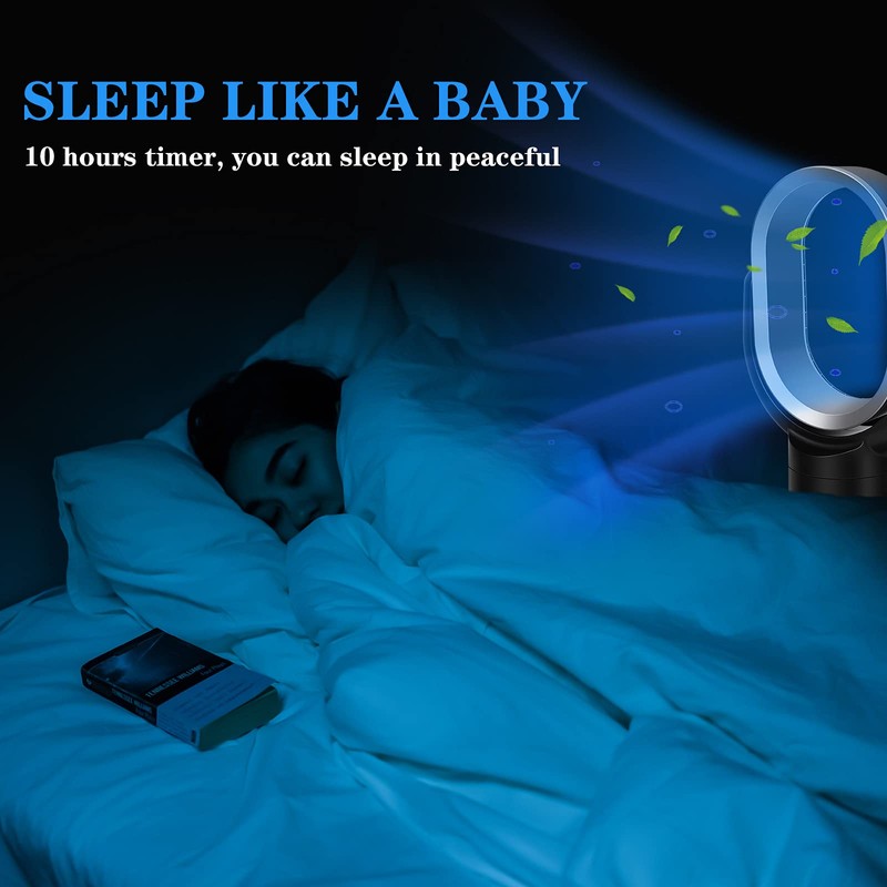 Portable Bladeless Tower Fan, 10 Speeds Settings, 10-Hour Timing Closure,