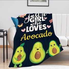 Just A Girl Who Loves Avocado Throw Blanket for All Season Super Soft Warm Fluffy Fleece Lightweight Flannel Blanket Cozy Fuzzy Plush Bedding ​Blanket Gift for Girls Couch Sofa 40"x50"
