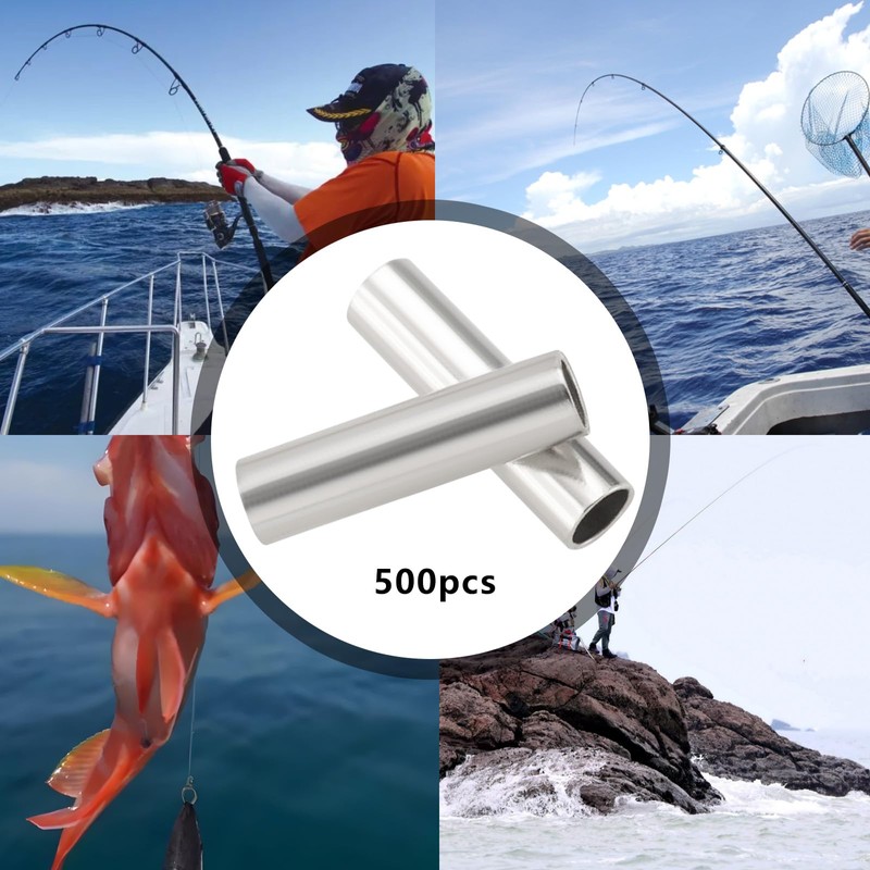 Create idea 500pcs Fishing Line Crimp Sleeves 1.2mm ID 8mm