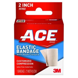 Ace Elastic Bandage Wraps with Hook Closure, Non-Sterile, Latex-Free, 2 in x 4.2 ft, 1 Count, 1 Pack