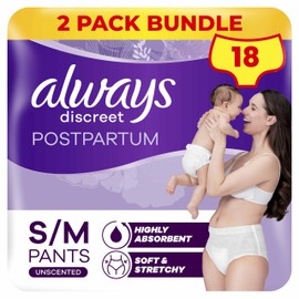 Always Discreet Postpartum and Adult Incontinence Pants Size M Pack of 9 x 2