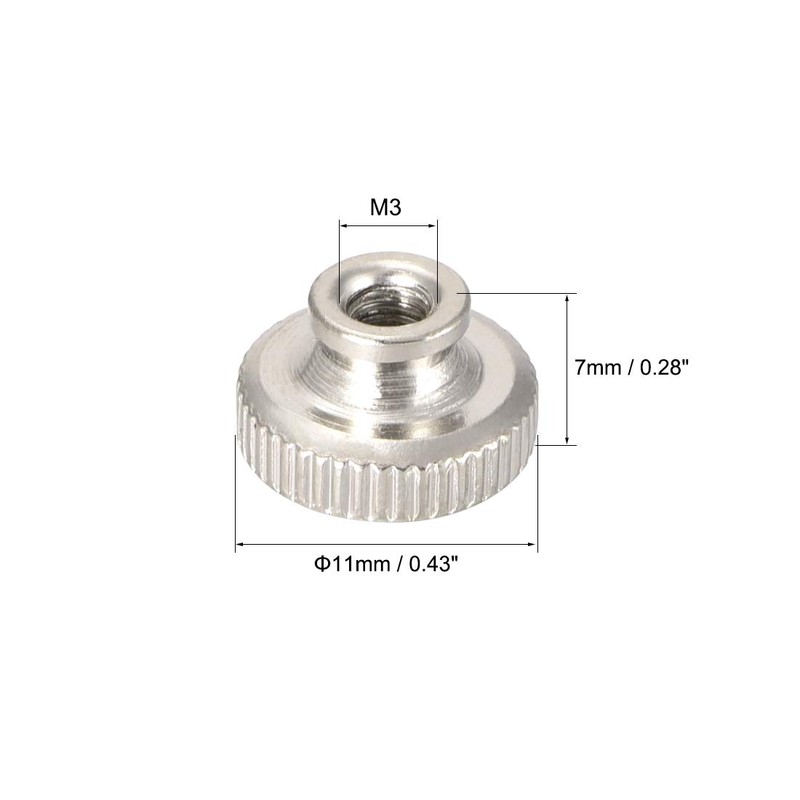 uxcell Knurled Thumb Nuts, M3 Round Knobs with, Nickel Plating,