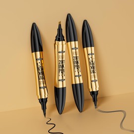 Augenbrauenstift Eyeliner 2 in 1 - Natürlicher, langanhaltender Augenbrauenstift Makeup Tool wasserdicht, wischfest Präzisionspinselkopf 3D Microblading