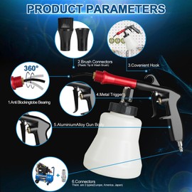 PARAROSE Car Cleaning Gun Detailing Interior Dryer Air Blow Gun, High Pressure Blower Gun, Car Detailing Kit Interior Cleaner（1L Capacity，Black）