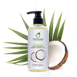 Tropicana Virgin Coconut Oil USDA Organic 8.45 fl. oz. Whole Kernel Cold-Pressed Coconut Oil Hexane-Free Not-Hydrogenated Great for Hair & Skin with Delicious Light Coconut Flavor & Aroma