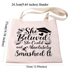 PXTIDY Graduation Gifts for Her 2024 Graduation Gift Bags Tote Bag She Believed She Could Graduation College Student Gifts