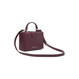 Anne Klein Women's Convertible Box Bag with Ak Enamel Turn Lock, Cranberry/Cranberry, One Size