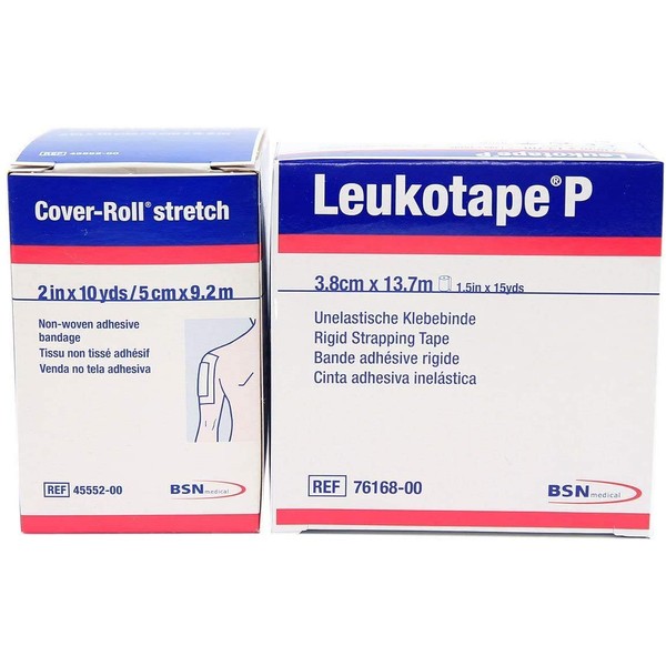 Leukotape P 1.5-Inch x 15-Yds & Cover-roll Stretch 2-Inch x 10-Yds Combo Pack (One Roll Each)