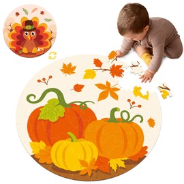 CiyvoLyeen Fall Thanksgiving Double Sided Floor Puzzle 22" Jigsaw Puzzles 70 Pieces Gifts for Kids Ages 3 and up Pumpkin and Turkey Puzzle