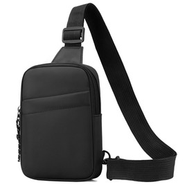 Sireck Crossbody Bag for Men Women Trendy, Small Sling Bag Fanny Packs, Lightweight Black Chest Bag Cross Body Purse Travel Essentials for Men (Black)