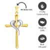 14k Two-Tone Gold Religious Cross and Heart Pendant, White Gold,