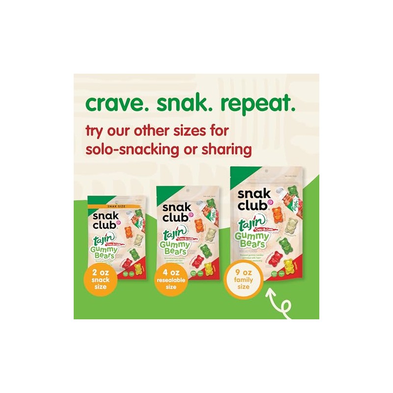 Snak Club Snak Club Tajin Gummy Bears, Assorted Fruit Candy