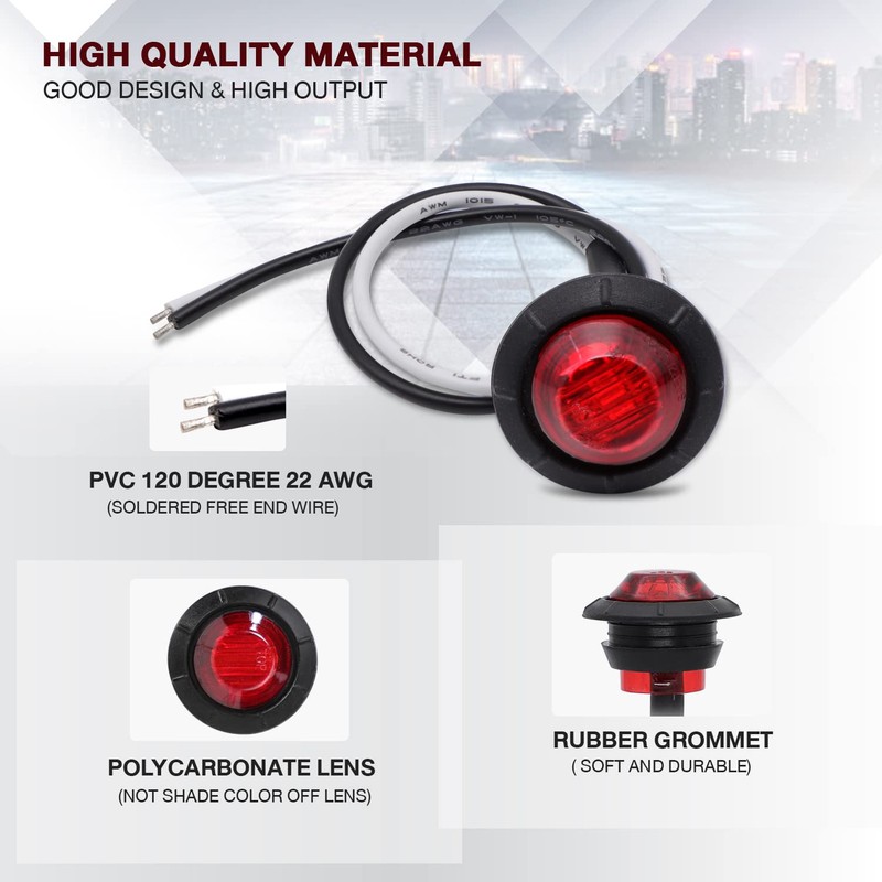 TMH 3/4 Inch Mount 10 pcs Amber + 10 pcs