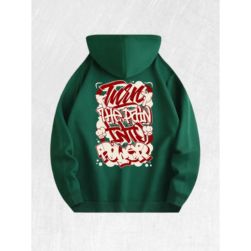 Graffiti "Turn Pain Into Power" Graphic Hoodie 100% Cotton US