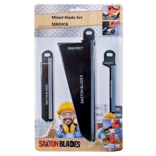 Saxton SSB03CB Wood and Metal Blades Compatible with Scorpion Black & Decker Piranha Saws (3 Pieces)