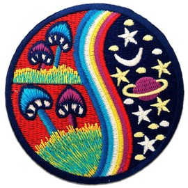 Stoner Beautiful Mushroom High Hippie Patch ''8 x 8 cm'' - Embroidered Iron On Patches Sew On Patches Embroidery Applikations Applique by Catch-the-Patch.de