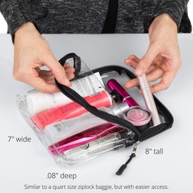 TSA Approved Clear Travel Toiletry Bag - Quart Size Cosmetic Bag for Travel - Carry On & Organize 3-1-1 Liquid Toiletries & More