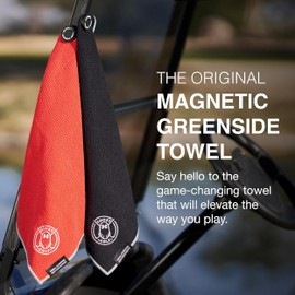 Ghost Golf Magnetic Towel (Greenside) - Premium Ultra-Absorbent Microfiber Golf Towel with Magnet for Golf Carts or Clubs - 18" x 18" Golfing Gear - Waffle Weave Pattern (Neon Green)