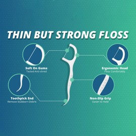 Dental Floss Picks,Convenient Travel Kids flossers Toothpicks Flosser 300PCS Thin Thread Flossers for Adults Kids, Box of 6