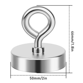 FINDMAG Fishing Magnets, 300 lb+ Pulling Force Strong Magnet Fishing, Neodymium Rare Earth Magnet with Lifting Eye-Bolt, Permanent lifting Magnet for Retrieving Items in Lake, Ocean, Lawn -2 inch Diameter
