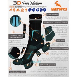 Women's Breathable Hiking Work Boot Socks w/Anti-Stress Moisture Wicking Germanium & Coolmax Lite-Compression 2 Prs