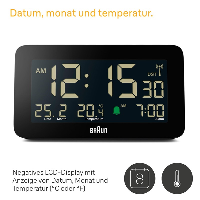 Braun BC10B-DCF Radio Digital Alarm Clock for Central European Time