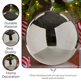 PaMeer Extra Large Christmas Bauble, Shiny Silver Giant Shatterproof Plastic Ball Ornament, Durable Outdoor & Indoor Holiday Decor, Xl Christmas Baubles, Large Xmas Bauble for Grand Displays (30cm)