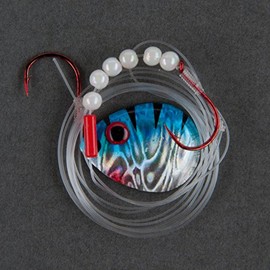 Berkley Walleye Colorado 3 Monofilament Flicker Rig, Pez Tigre Azul, Hook Size: Front/Back 4/4