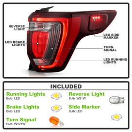 ACANII - For 2016 2017 2018 2019 Ford Explorer Sport Factory Black Out Lens LED Tail Light Brake Lamp Passenger Side