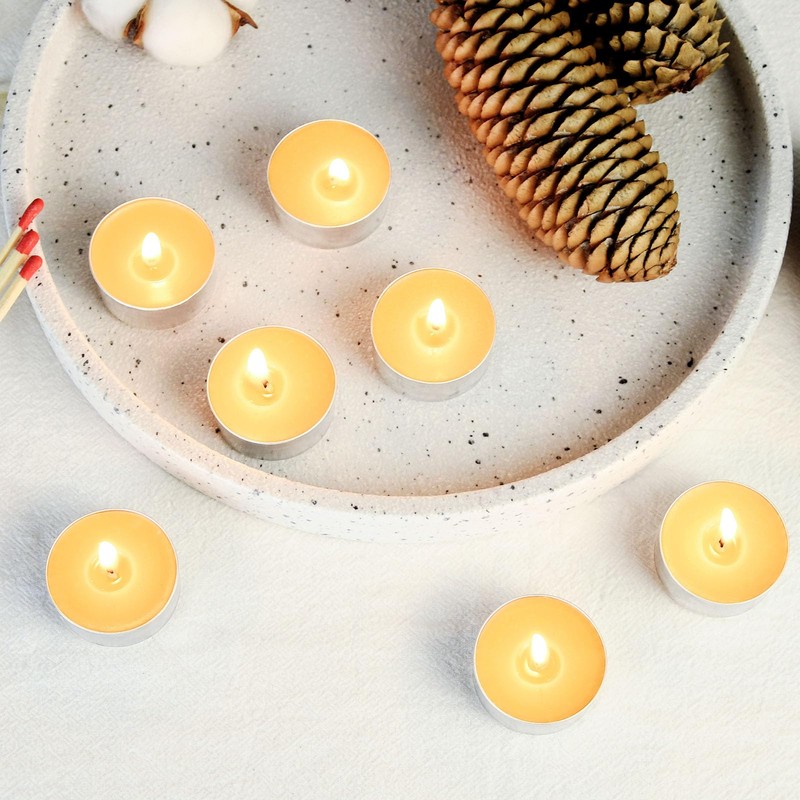 Natural Beeswax Tealight Candles in Metal Aluminum Cup - Organic