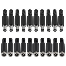 AITRIP 20 Pairs (40PCS) DC Socket 5.5mm x 2.1mm Female DC Barrel Jack Solder DC Connectors 5.5x2.1mm DC Power Plug Male Female Jack Socket Nut Panel Mount DC Power Adapter Connector 5.5 * 2.1