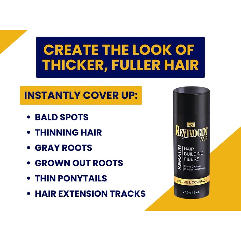 Revivogen MD Keratin Hair Building Fibers, Hairline Powder, Hair Fibers,