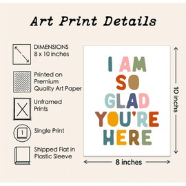 I Am So Glad You Are Here Classroom Decor, Positive Affirmation Print, Kids Room Wall Art, School Counselor Office Decor, Apartment Aesthetic, Modern Entryway Print (8 x 10 inch)
