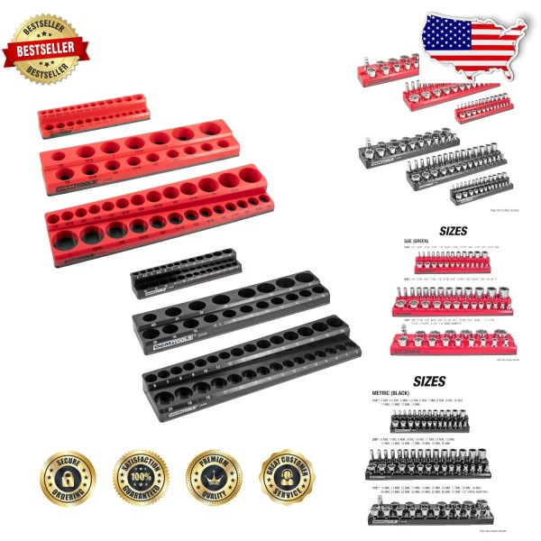 Unbranded Versatile 6 Piece Metric and SAE Magnetic Socket Organizer