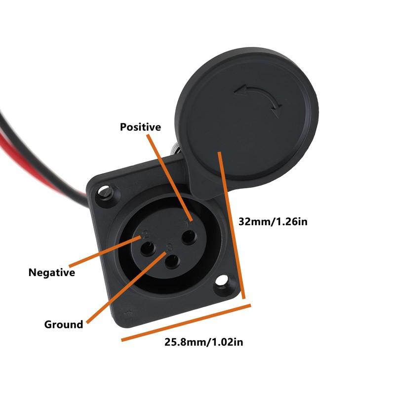 eMagTech 2 Wires 3 Position Scooter XLR Charging Port Socket