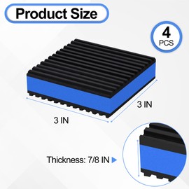 phepetroll 4P Anti Vibration Pads 3'' X 3'' X 7/8" Sound Isolation Ribbed Rubber Mats With EVA Center, Heavy Duty Vibration Isolation Pads for Air Compressos, Conditioner, Treadmill, HVAC Washer Dryer