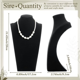 Kigley 3 Pcs Velvet Jewelry Display Bust Necklace Display Stand Necklace Mannequin Holder Stands for Selling Trade Shows Props (Black)