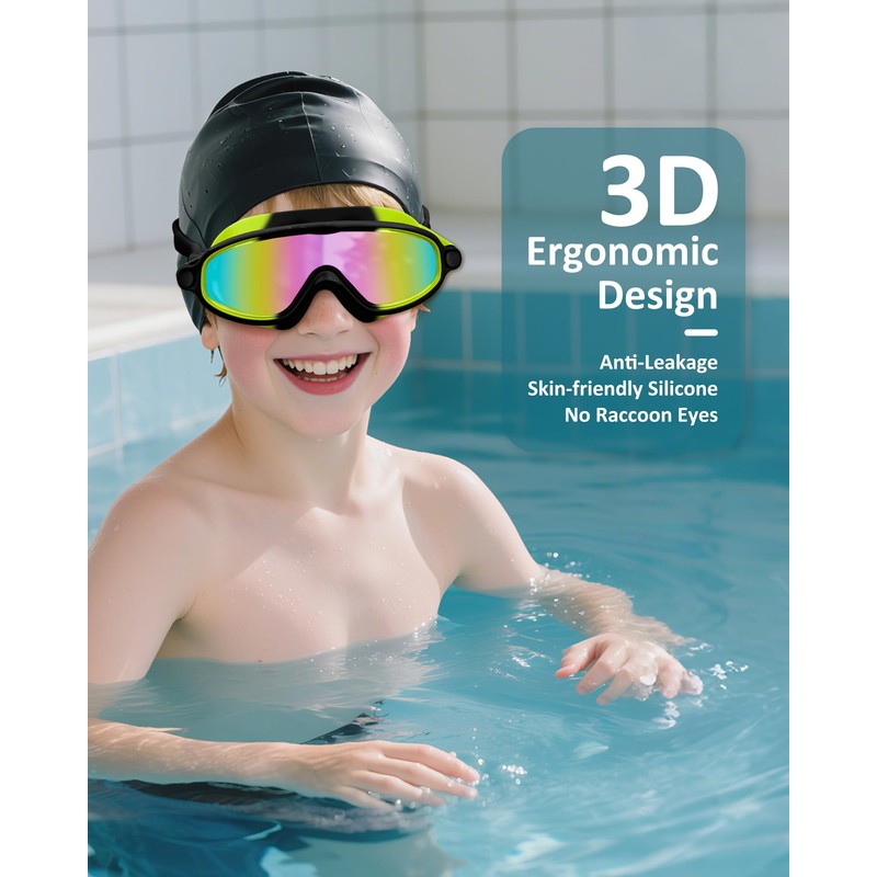 Hurdilen Kids Swim Goggles, Anti-fog, UV Protection and Wide View