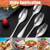 Ouliget Stainless Steel Spoon Fork,Long Handle Salad Forks,Food-grade Flatware Set