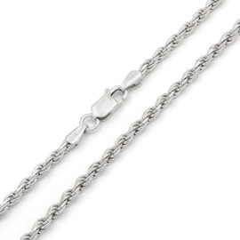 Giorgio Bergamo 925 Italian Sterling Silver 3mm Solid Rope Diamond Cut Chain, ITProLux Link Necklace, (18)